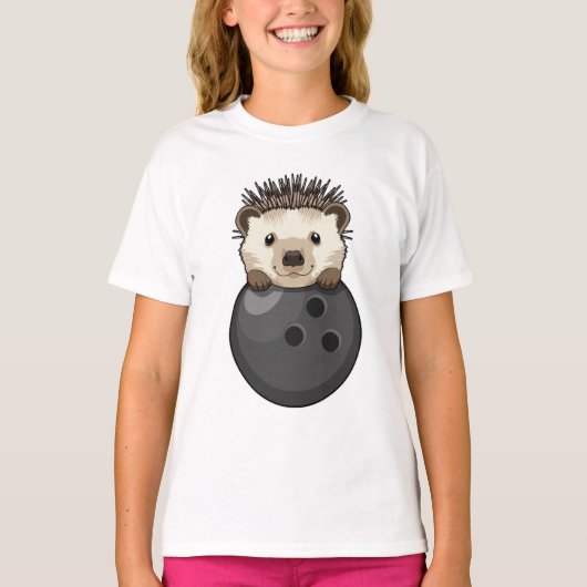Egel bij Bowling met Bowling T-shirt (Voorkant)