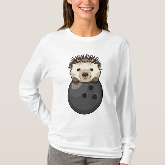 Egel bij Bowling met Bowling T-shirt (Voorkant)