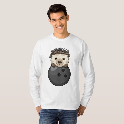 Egel bij Bowling met Bowling T-shirt (Voorkant volledig)