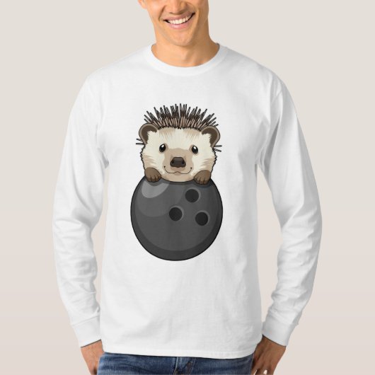 Egel bij Bowling met Bowling T-shirt (Voorkant)
