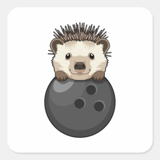 Egel bij Bowling met Bowling Vierkante Sticker (Voorkant)