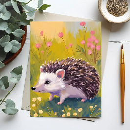 Egel Bloemrijk Veld Dieren Schilderij Briefkaart