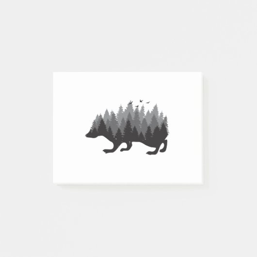Egel Bos Grijze Kleur Ontwerp Post-it® Notes (Voorkant)