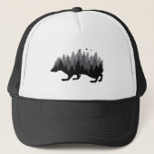 Egel Bos Grijze Kleur Ontwerp Trucker Pet (Voorkant)