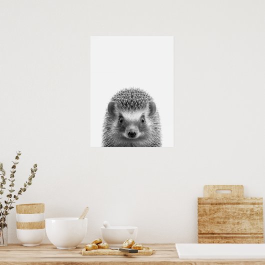 Egel Bosland Modern Portret zwart wit Poster (Keuken)