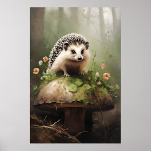 Egel Botanische Print, Forestcore Dier Poster