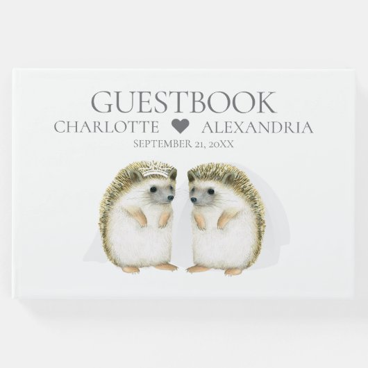 Egel Brides Cute Lesbian Gay Couple Weddenschap Gastenboek (Voorkant)