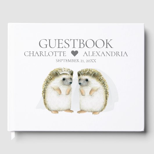 Egel Brides Cute Lesbian Gay Couple Weddenschap Gastenboek (Voorkant)