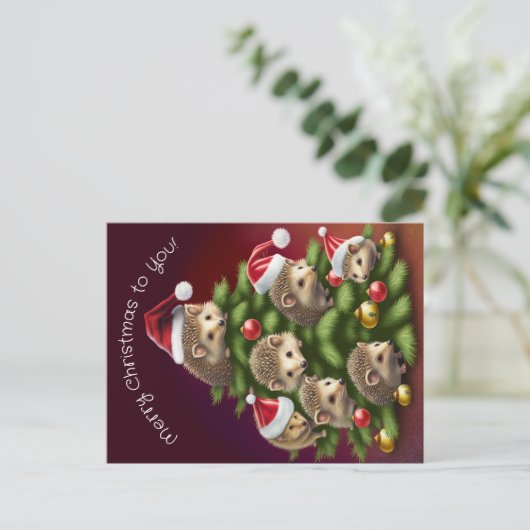 Egel-Briefkaart met kerstbomen Briefkaart (Staand voorkant)