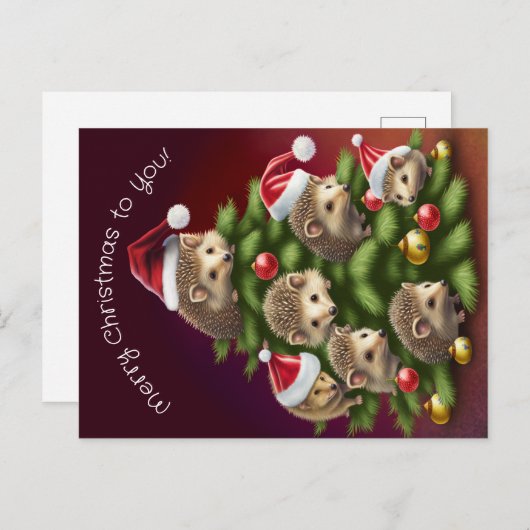 Egel-Briefkaart met kerstbomen Briefkaart (Voorkant / Achterkant)