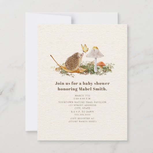 Egel Butterfly paddenstoel Woodland Baby shower Kaart (Voorkant)
