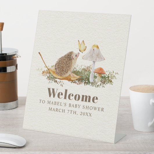 Egel Butterfly paddenstoel Woodland Baby shower Reclamebord Met Voetstuk (Insitu)