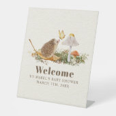 Egel Butterfly paddenstoel Woodland Baby shower Reclamebord Met Voetstuk (Voorkant)
