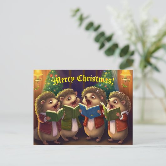 Egel Choir Singing kerstkarolen Briefkaart (Staand voorkant)