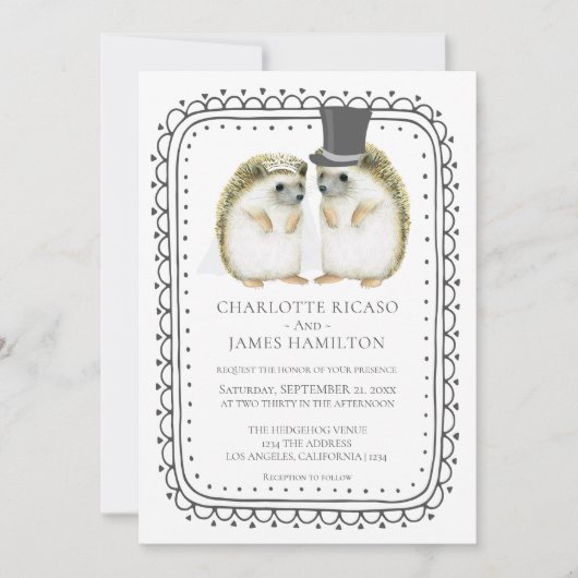 Egel Couple Cute Wedding Personalized Kaart (Voorkant)