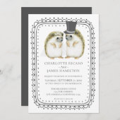 Egel Couple Cute Wedding Personalized Kaart (Voorkant / Achterkant)