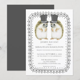 Egel Cute Gay Grooms Wedding Kaart