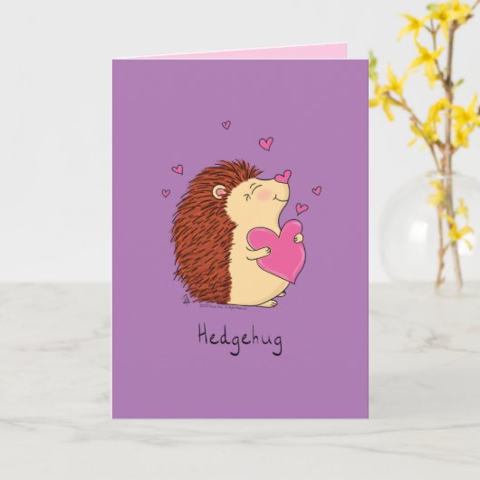 Egel Cute Kinderen Valentijnsdag Hugs Kaart (Gele Bloem)