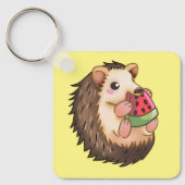 Egel die een rode watermeloen eet, sleutelhanger (Voorkant)