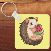 Egel die een rode watermeloen eet, sleutelhanger (Voorkant)