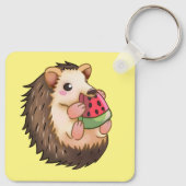 Egel die een rode watermeloen eet, sleutelhanger (Achterkant)