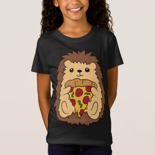 Egel Eating Pizza Fast Food Pizza Hedegel T-shirt (Voorkant)