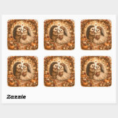 Egel Eerste Dans Herfst Bruiloft Vierkante Sticker (Vel)