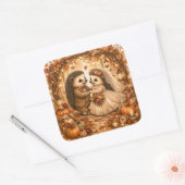 Egel Eerste Dans Herfst Bruiloft Vierkante Sticker (Envelop)