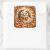 Egel Eerste Dans Herfst Bruiloft Vierkante Sticker (Tas)