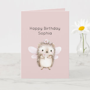 Egel Elfje met Bloemen Verjaardag Kaart