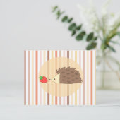 Egel en aardbei briefkaart (Staand voorkant)