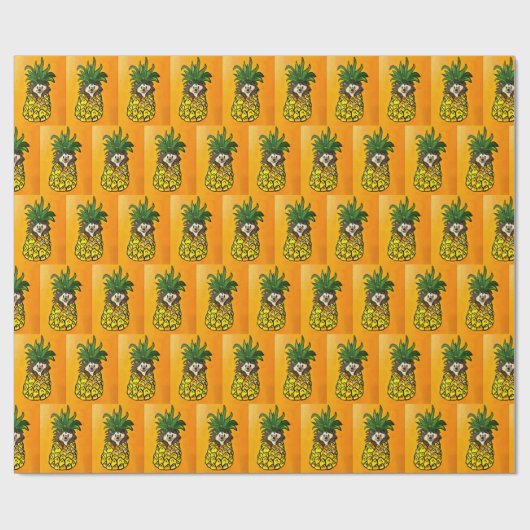 Egel en ananassappapier cadeaupapier (Vlak)