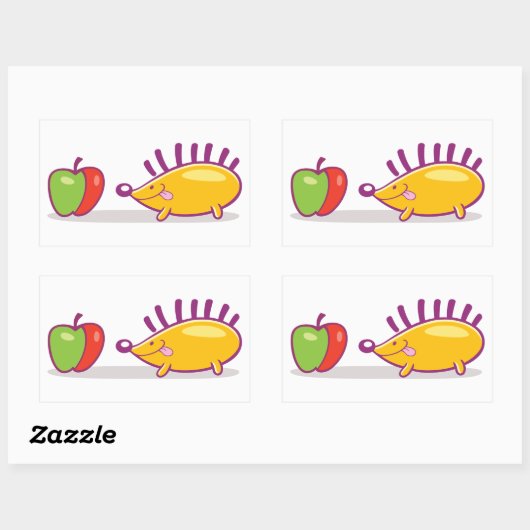 Egel en appel rechthoekige sticker (Vel)