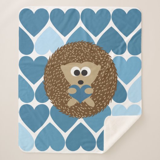 Egel en blauwe harten sherpa deken (Voorkant)