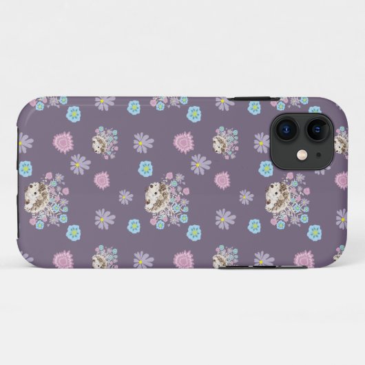 Egel en bloemen patroon Case-Mate iPhone case (Achterkant (horizontaal))