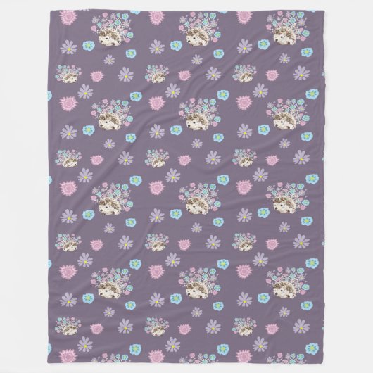 Egel en bloemen patroon fleece deken (Voorkant)