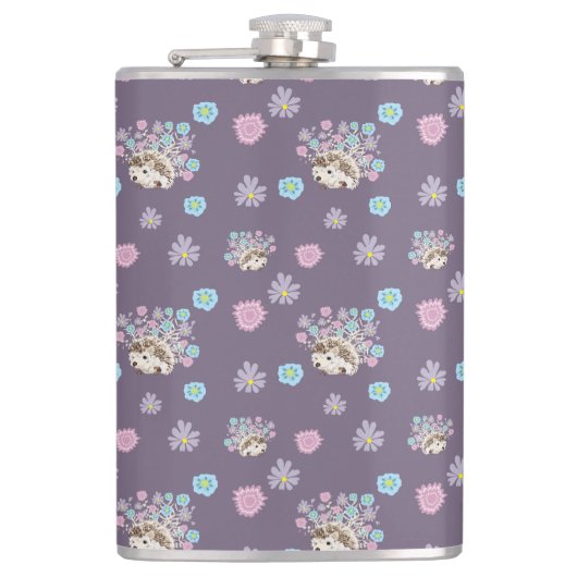 Egel en bloemen patroon heupfles (Voorkant)