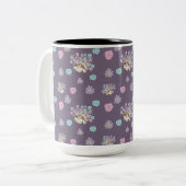 Egel en bloemen patroon tweekleurige koffiemok (Voorkant links)