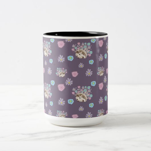 Egel en bloemen patroon tweekleurige koffiemok (Center)