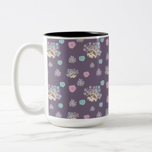 Egel en bloemen patroon tweekleurige koffiemok (Links)