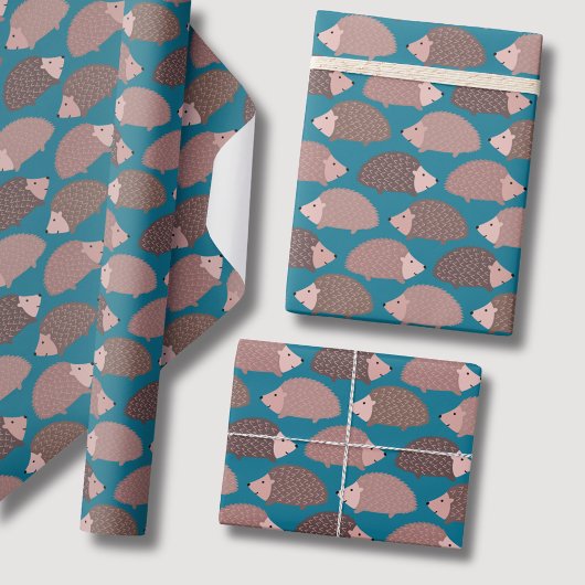 Egel- en bospatroon inpakpapier vel