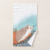 Egel en eerste sneeuwvlokken bad handdoek (Handdoek)