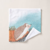 Egel en eerste sneeuwvlokken bad handdoek (Wasdoekje)