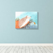 Egel en eerste sneeuwvlokken canvas afdruk (Insitu (Houten vloer))