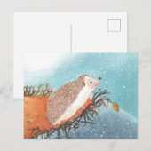 Egel en eerste sneeuwvlokken feestdagenkaart (Voorkant / Achterkant)