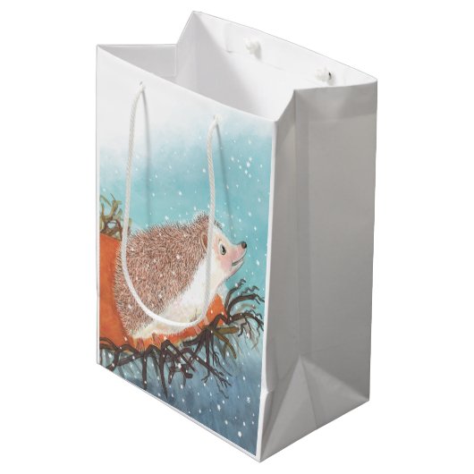 Egel en eerste sneeuwvlokken medium cadeauzakje (Voorkant Gekanteld)
