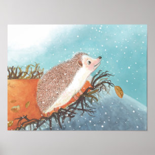 Egel en eerste sneeuwvlokken poster