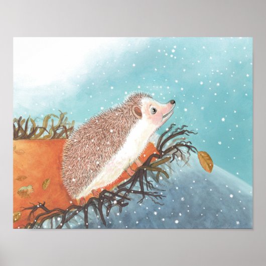 Egel en eerste sneeuwvlokken poster (Voorkant)
