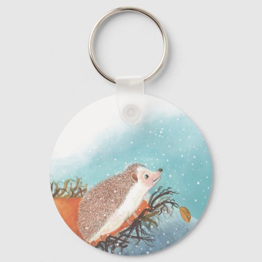 Egel en eerste sneeuwvlokken sleutelhanger (Voorkant)