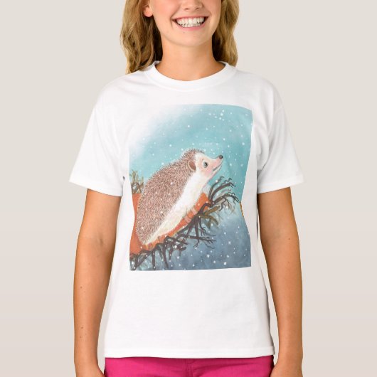Egel en eerste sneeuwvlokken t-shirt (Voorkant)